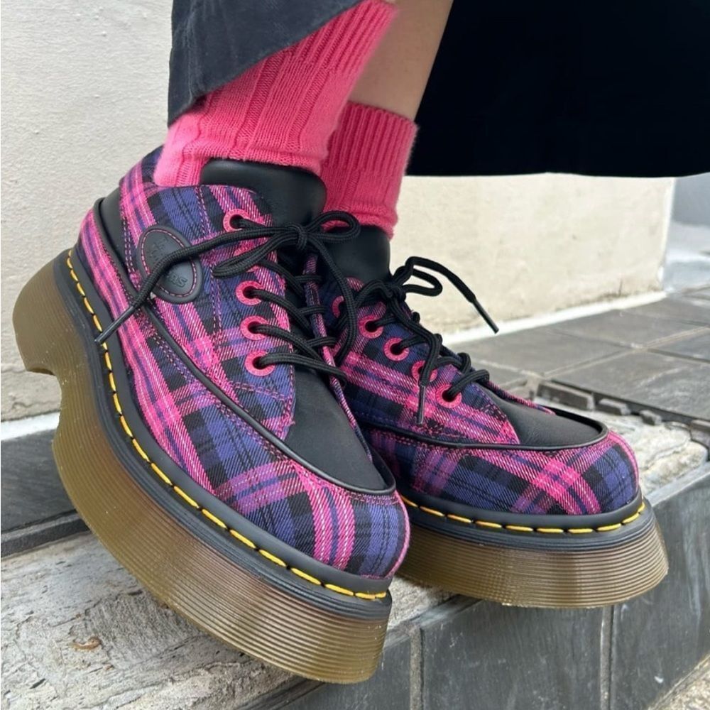DR MARTENS Buzz tartan platform lace up shoes oxfords women’s 8 new in box - Picture 9 of 9